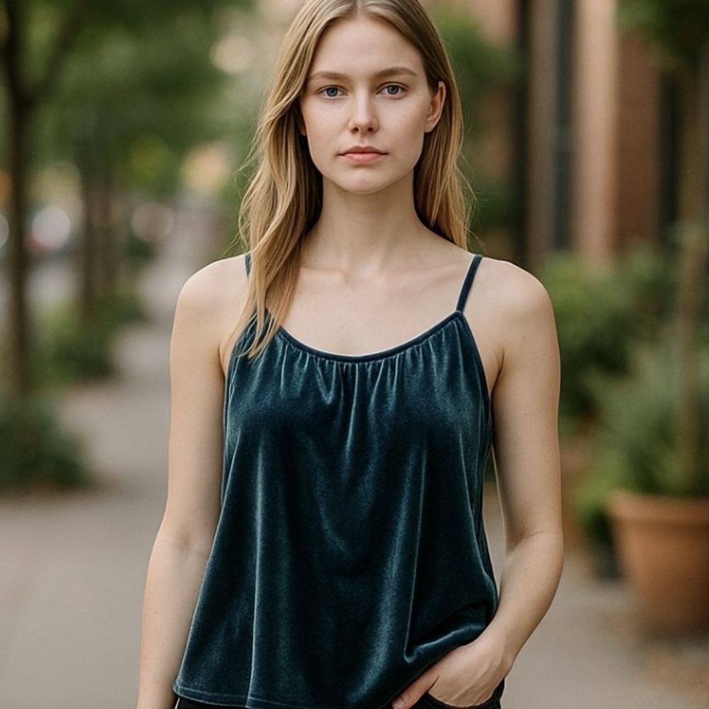 Old Navy, Luxurious Green Velvet Top Teal. Size S
